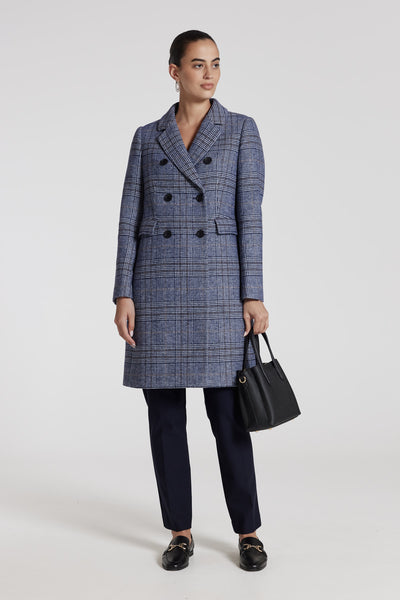 Eleni Check Coat - Blue-Perri Cutten