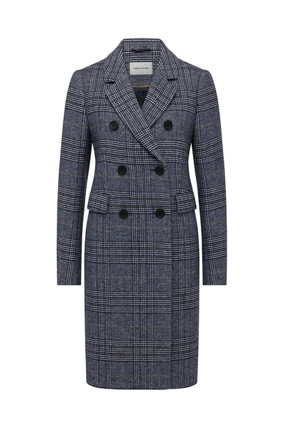 Eleni Check Coat - Blue-Perri Cutten