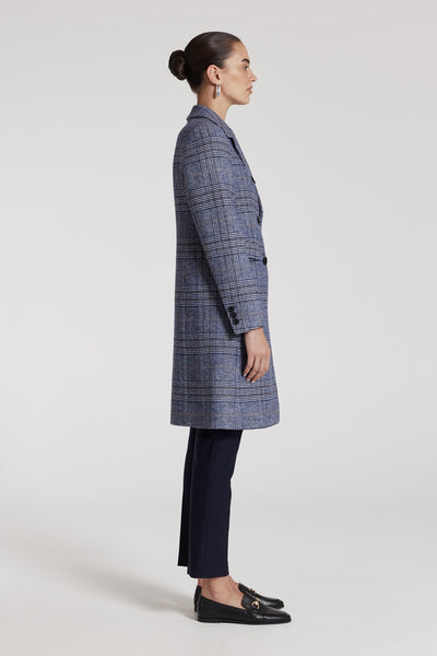 Eleni Check Coat - Blue-Perri Cutten
