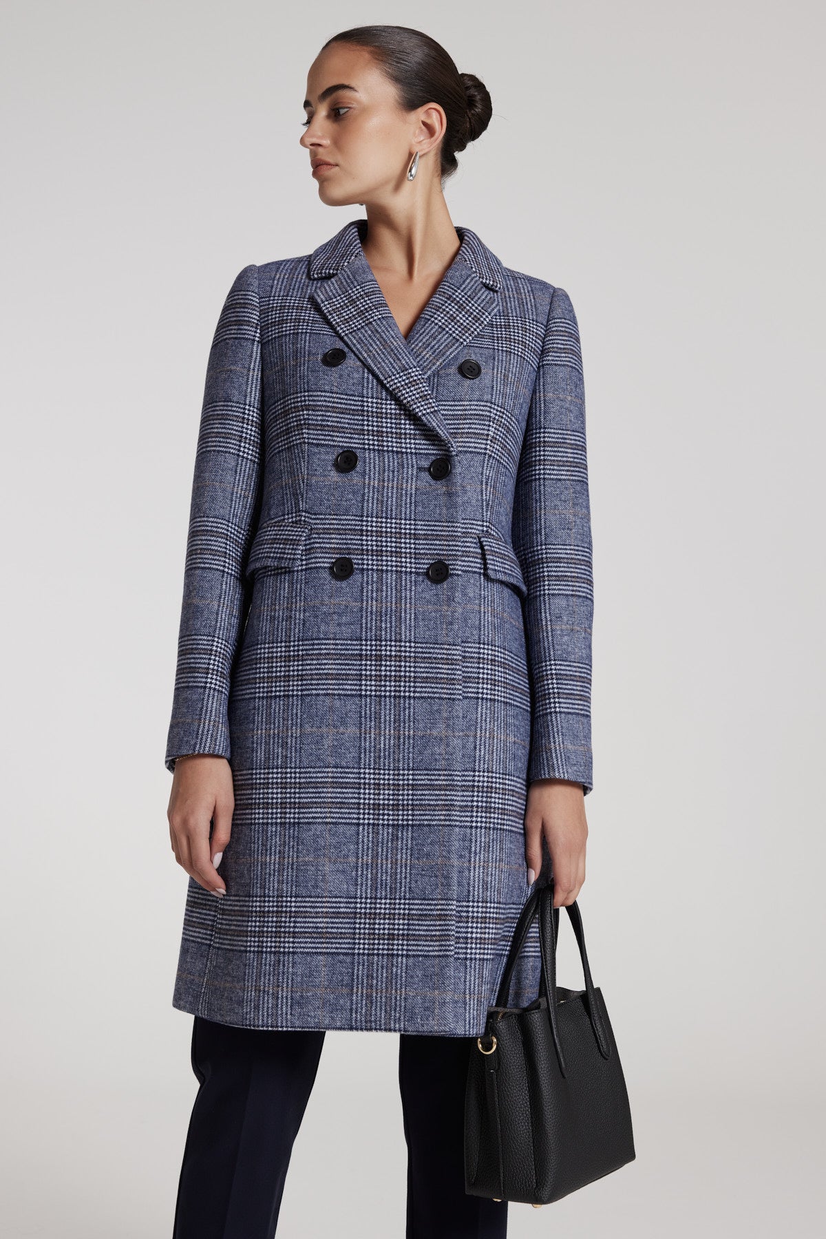 Eleni Check Coat - Blue-Perri Cutten