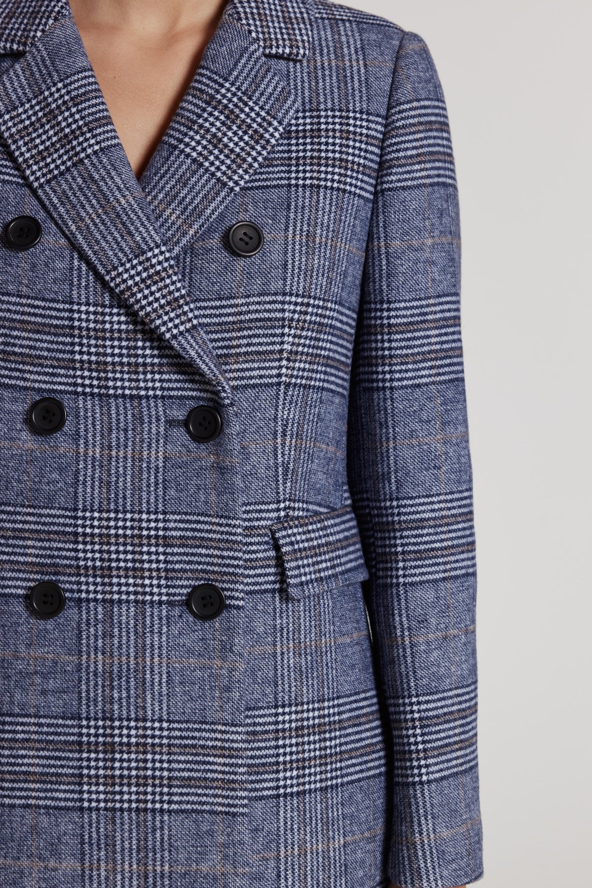 Eleni Check Coat - Blue-Perri Cutten