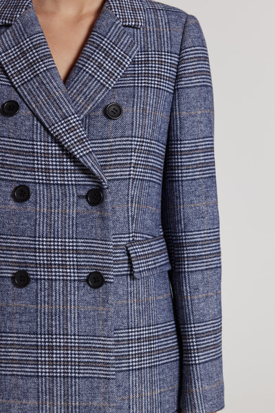 Eleni Check Coat - Blue-Perri Cutten