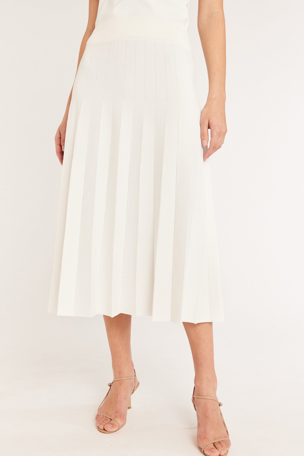Sunray Knit Skirt - White - Perri Cutten