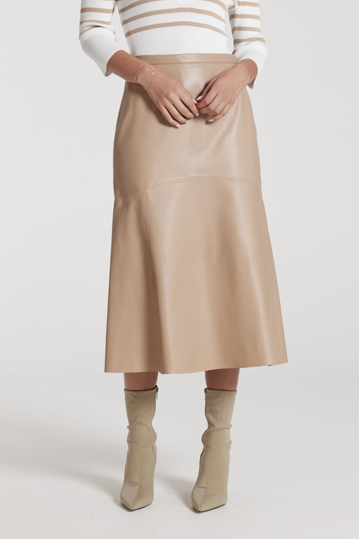 Bianca Leather Skirt Camel Perri Cutten