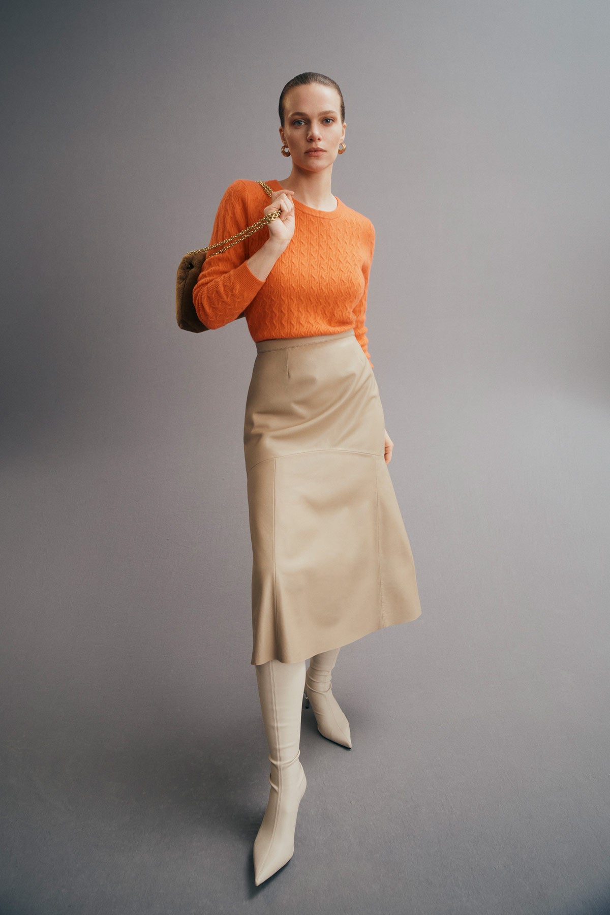 Bianca Leather Skirt - Camel-Perri Cutten