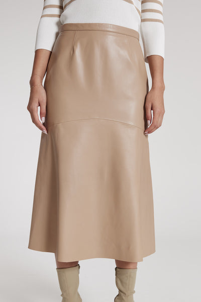 Bianca Leather Skirt - Camel-Perri Cutten