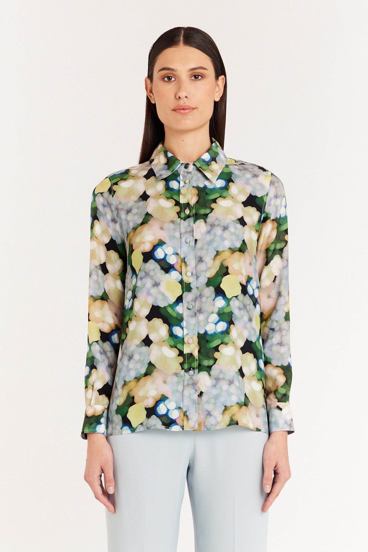 Jordan Silk Shirt - Green Bloom - Perri Cutten