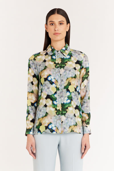 Jordan Silk Shirt - Green Bloom-Perri Cutten
