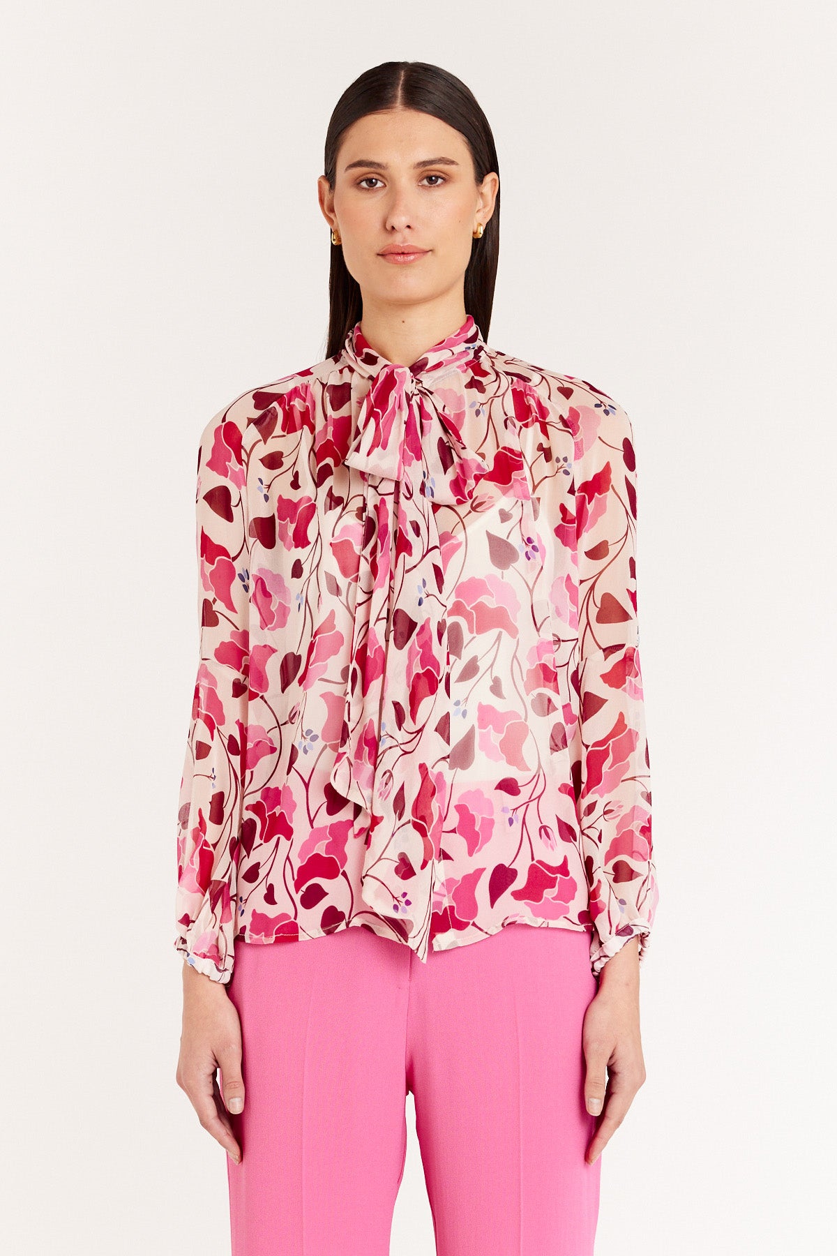 Carmen Silk Shirt - Pink/Print - Perri Cutten