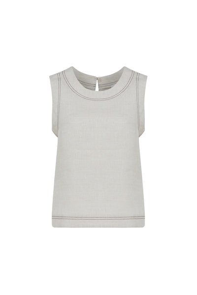 Linen Top - Natural-Perri Cutten