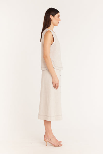 Linen Top - Natural-Perri Cutten