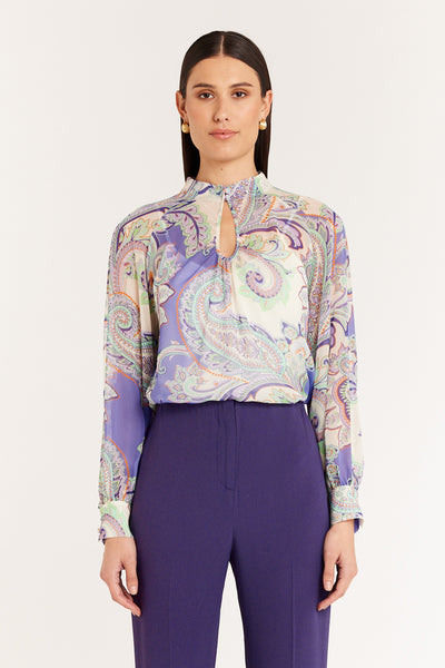 Phillipa Silk Top - Lilac Paisley-Perri Cutten