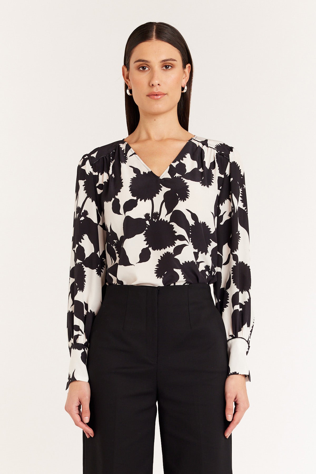 Lucille Silk Top - Black/White-Perri Cutten