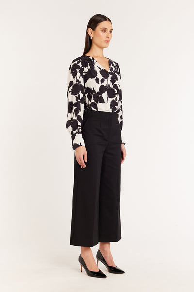 Lucille Silk Top - Black/White-Perri Cutten