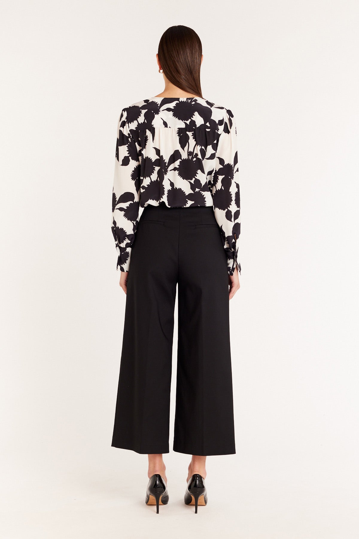 Lucille Silk Top - Black/White-Perri Cutten