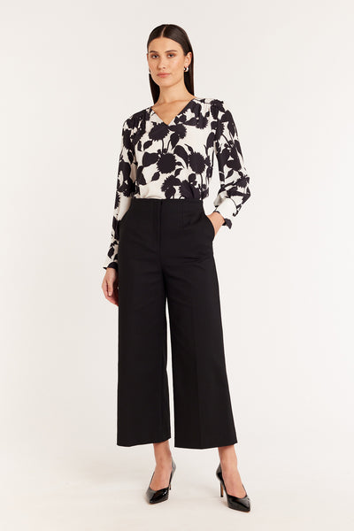 Lucille Silk Top - Black/White-Perri Cutten