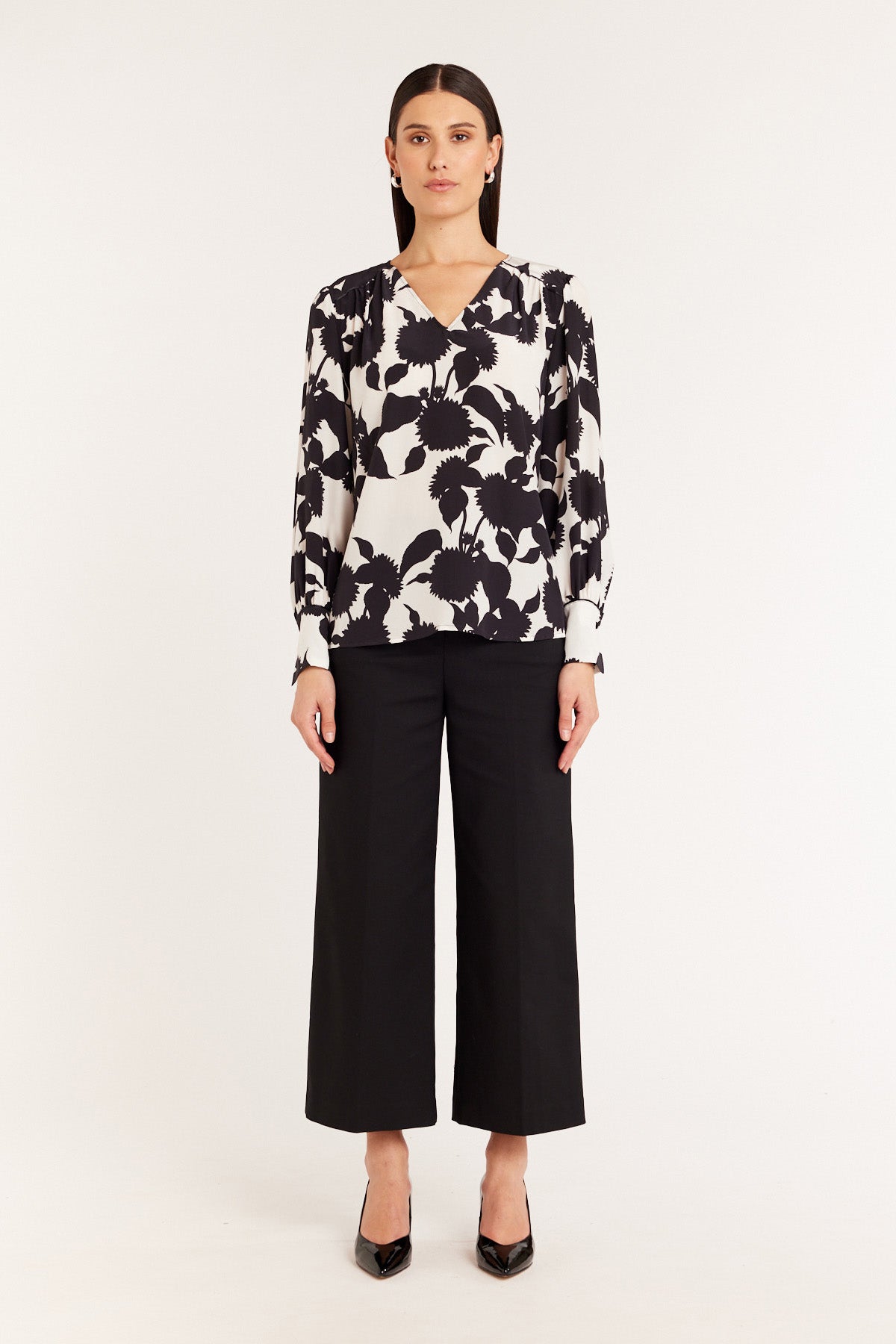 Lucille Silk Top - Black/White-Perri Cutten