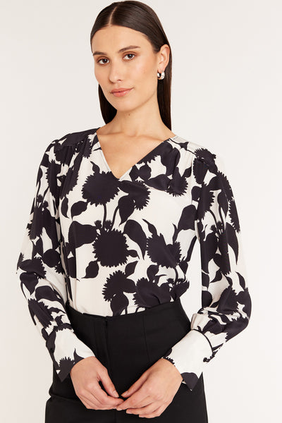 Lucille Silk Top - Black/White-Perri Cutten