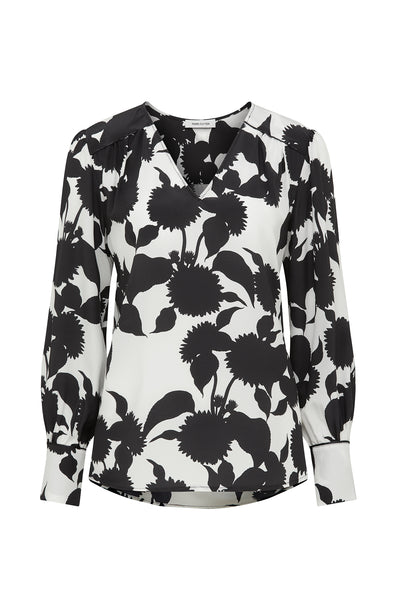 Lucille Silk Top - Black/White-Perri Cutten