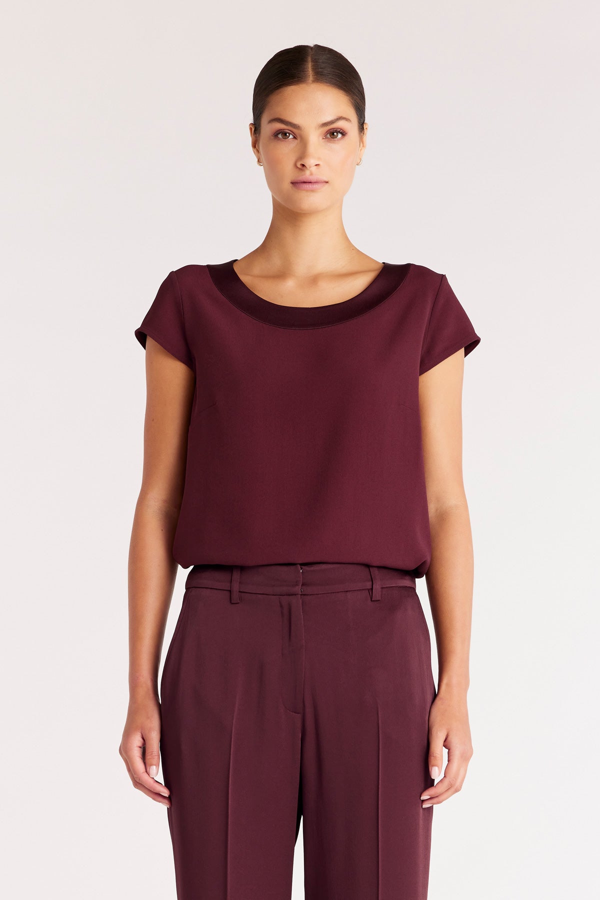 Lina Satin Trim Top - Mulberry-Perri Cutten