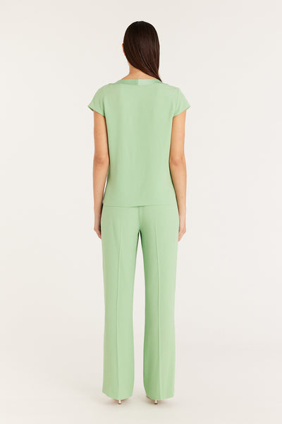 Lina Satin Trim Top - Pistachio Green-Perri Cutten