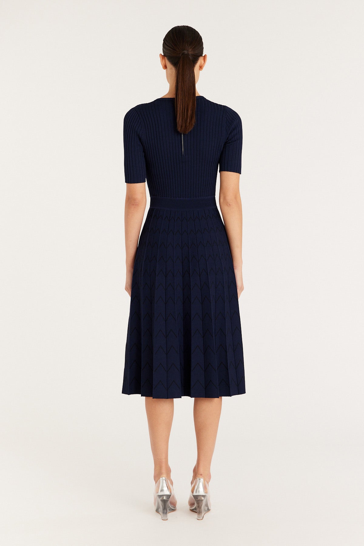 Pia Crepe Knit Dress - Dark Navy - Perri Cutten