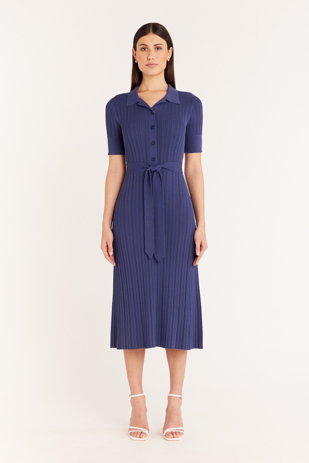 Knit Polo Dress - Indigo-Perri Cutten