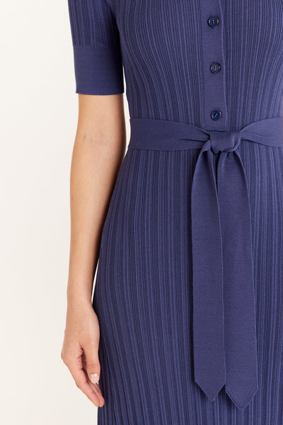 Knit Polo Dress - Indigo-Perri Cutten