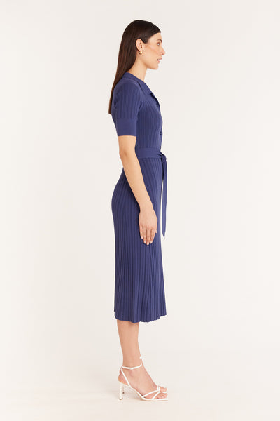 Knit Polo Dress - Indigo-Perri Cutten