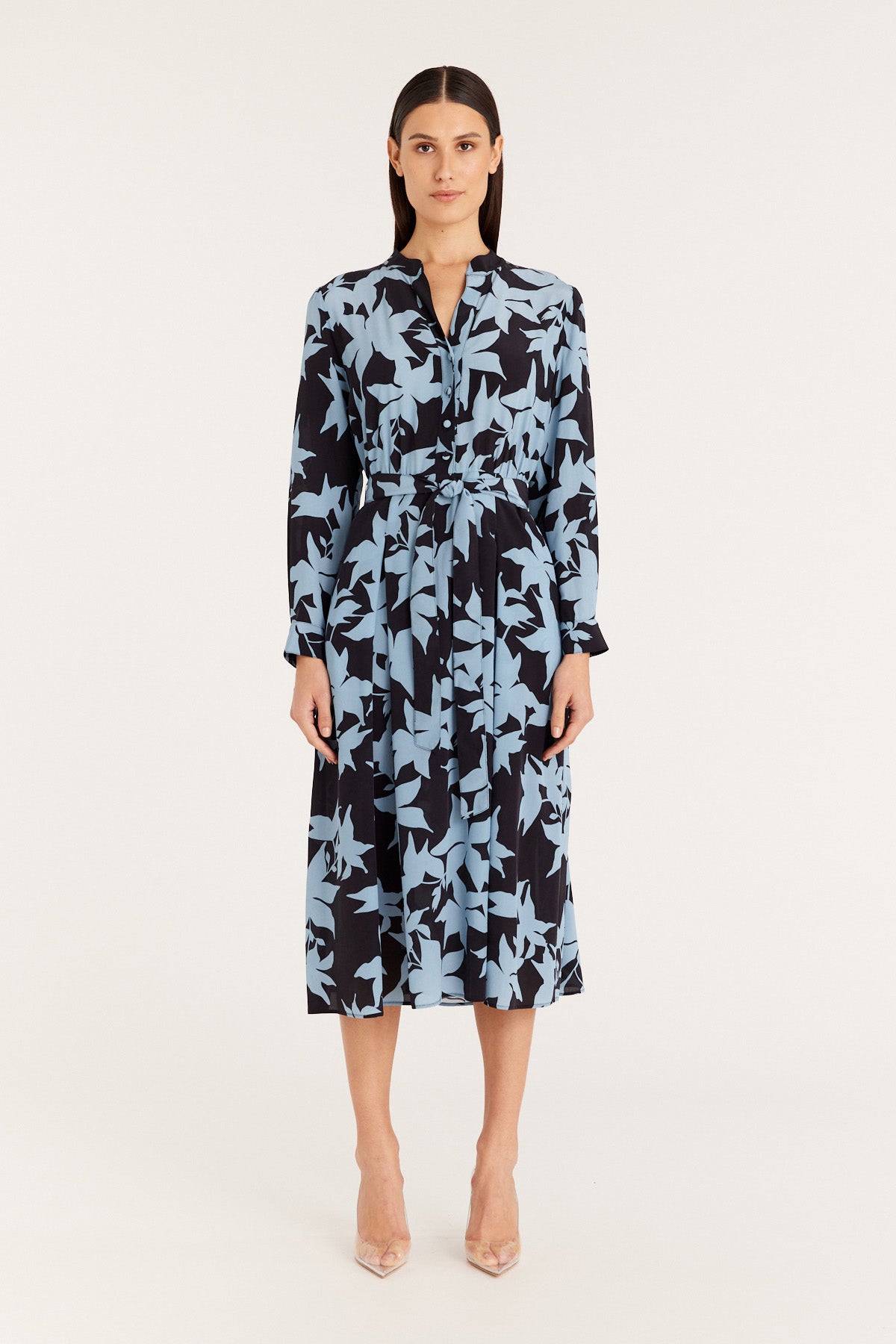 Lennox Silk Dress - Blue Print-Perri Cutten