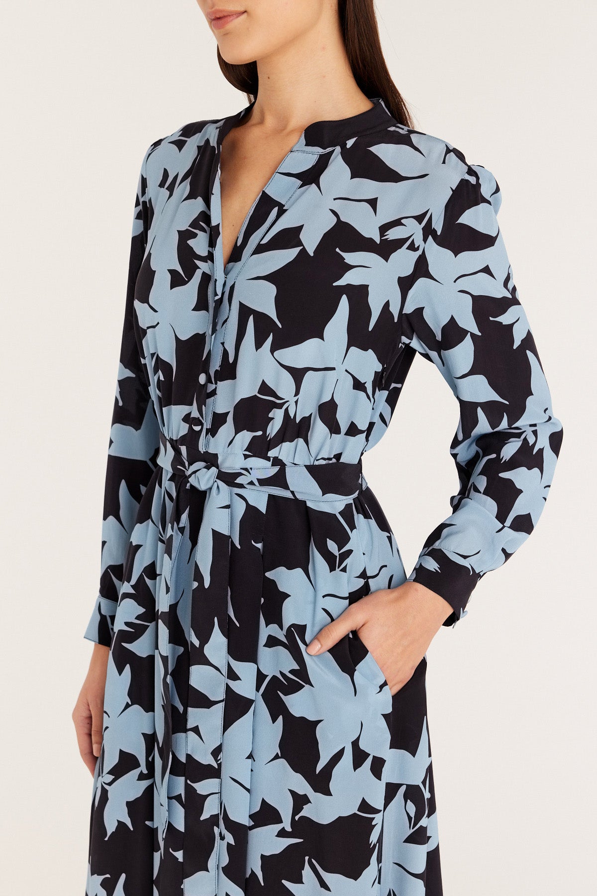 Lennox Silk Dress - Blue Print-Perri Cutten