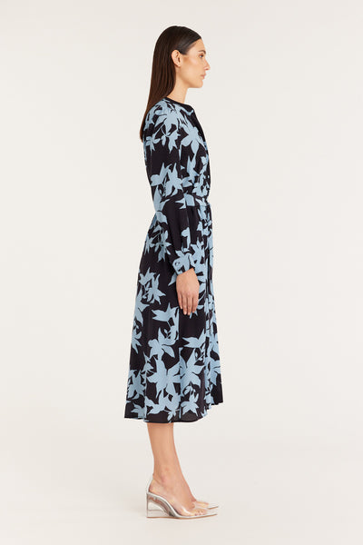 Lennox Silk Dress - Blue Print-Perri Cutten