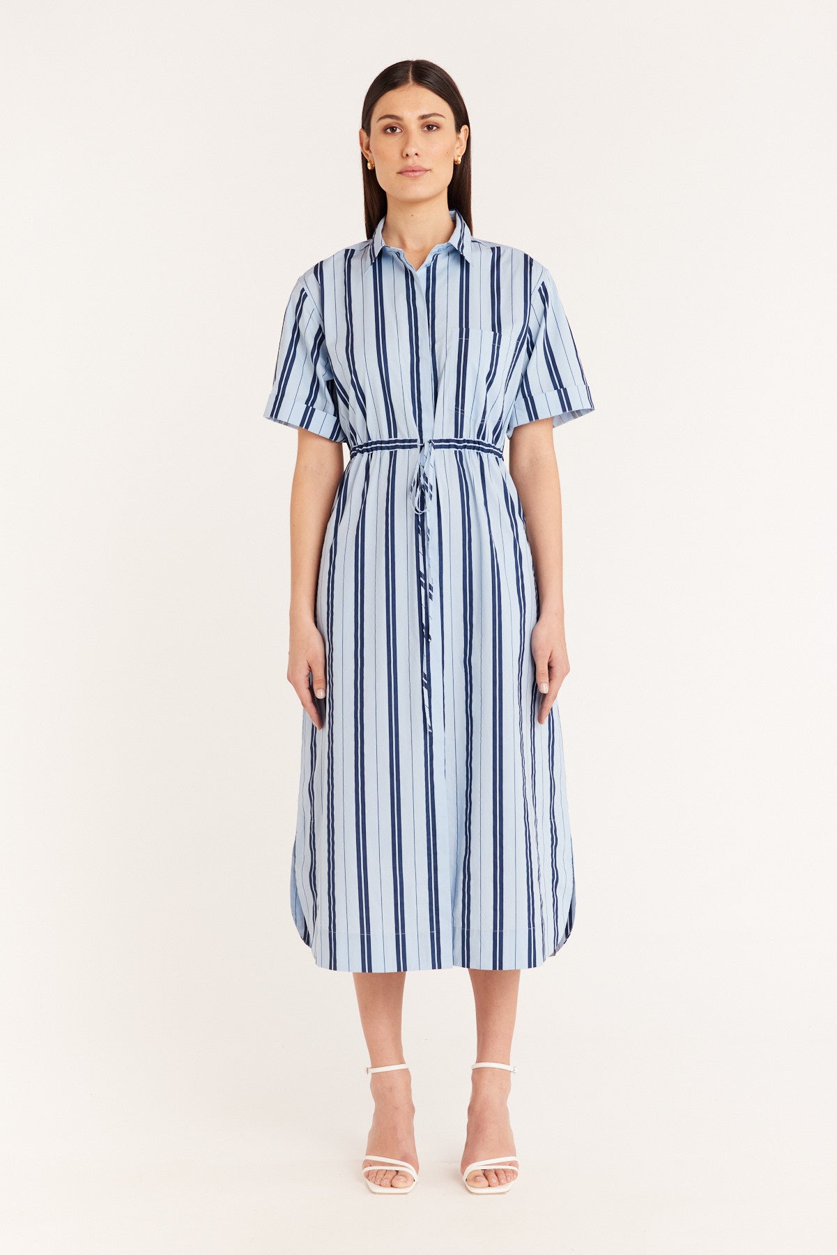 Cotton Stripe Dress - Blue/Indigo-Perri Cutten