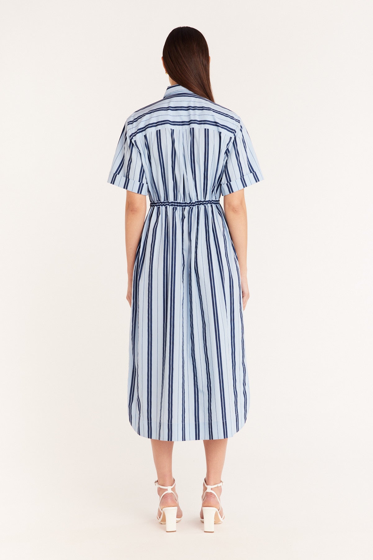 Cotton Stripe Dress - Blue/Indigo-Perri Cutten