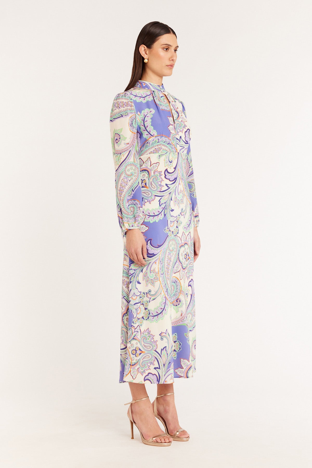 Georgina Silk Dress - Lilac Paisley-Perri Cutten