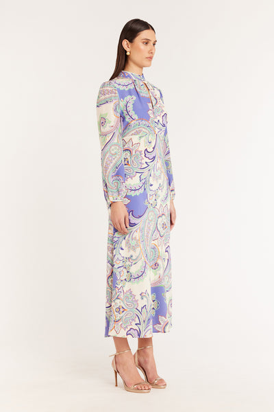 Georgina Silk Dress - Lilac Paisley-Perri Cutten