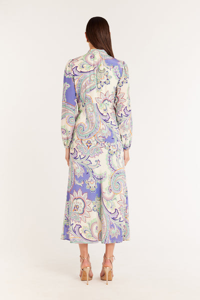 Georgina Silk Dress - Lilac Paisley-Perri Cutten