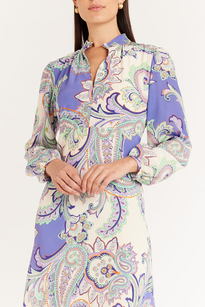 Georgina Silk Dress - Lilac Paisley-Perri Cutten