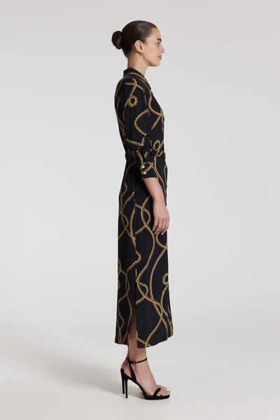 Olivia Viscose Dress - Black/Gold-Perri Cutten
