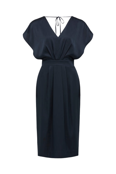 Charlotte Silk Dress - Navy